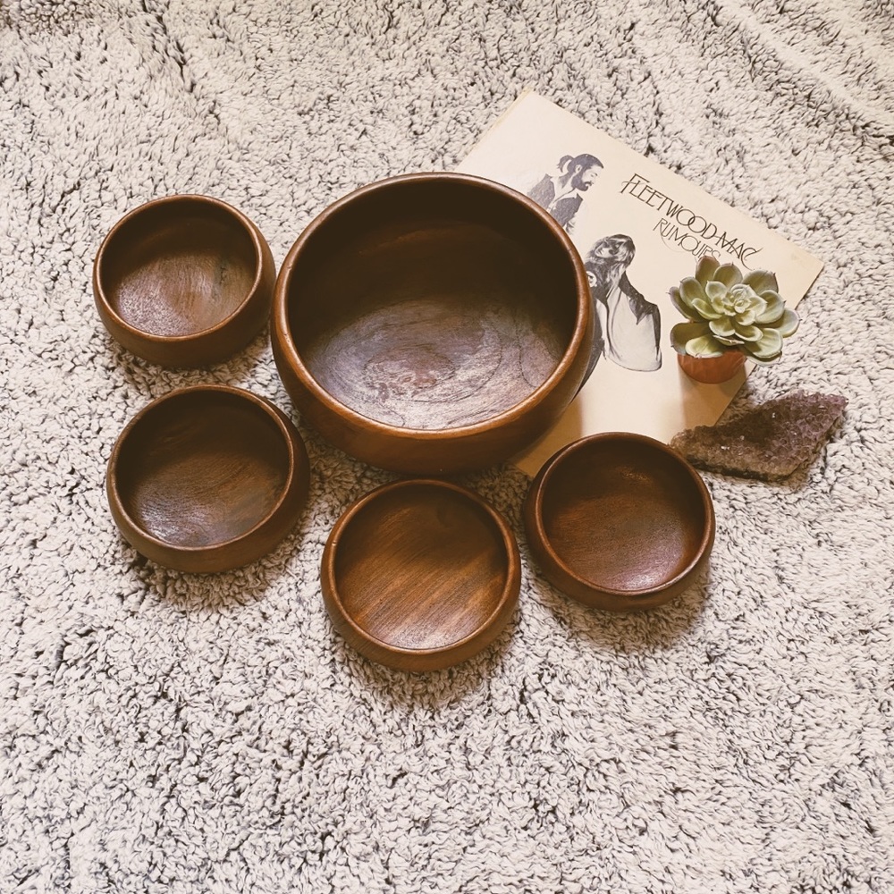 Vintage 70s / Wood Bowl Set